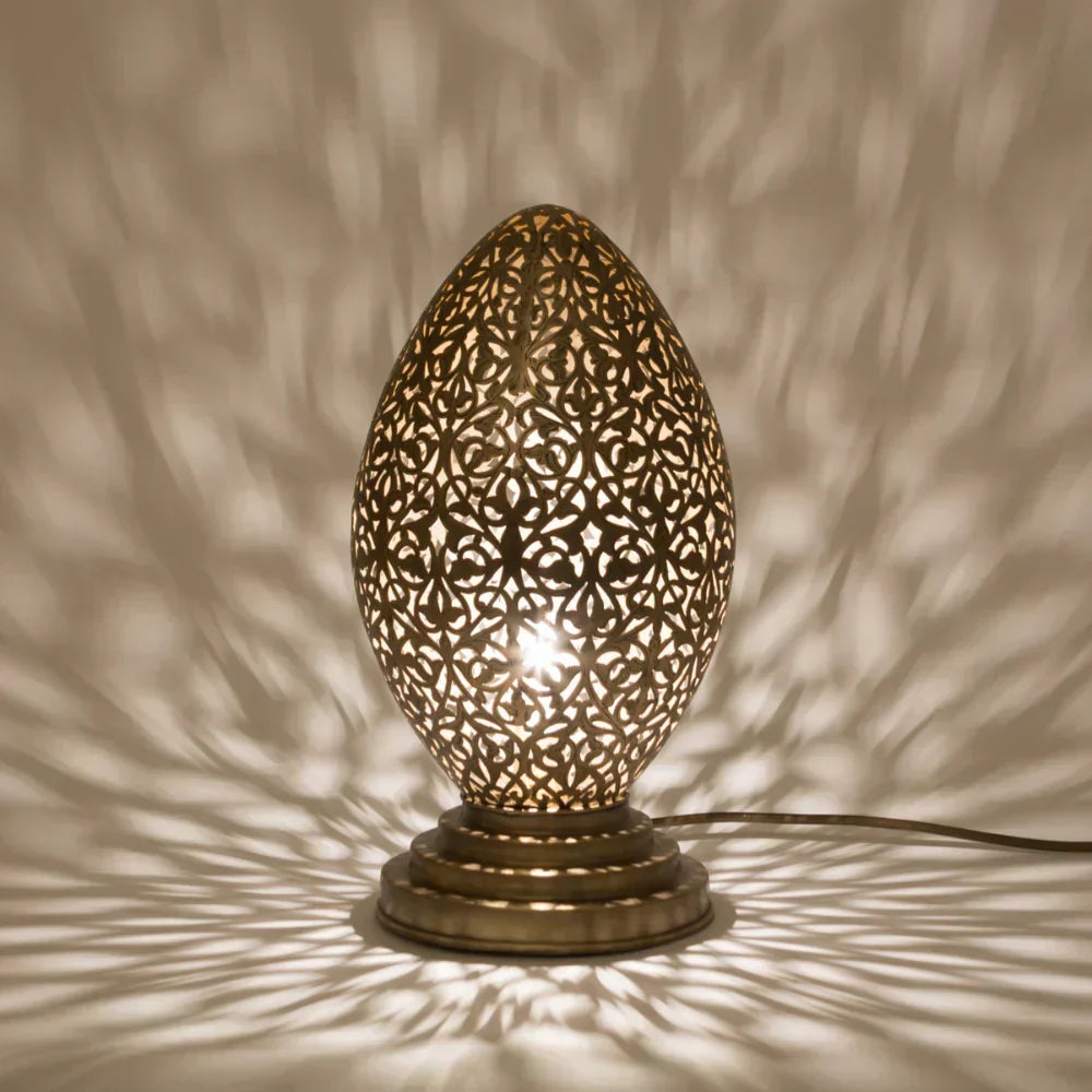 Handmade Moroccan Table Lamp – Copper Lantern with Intricate Design
