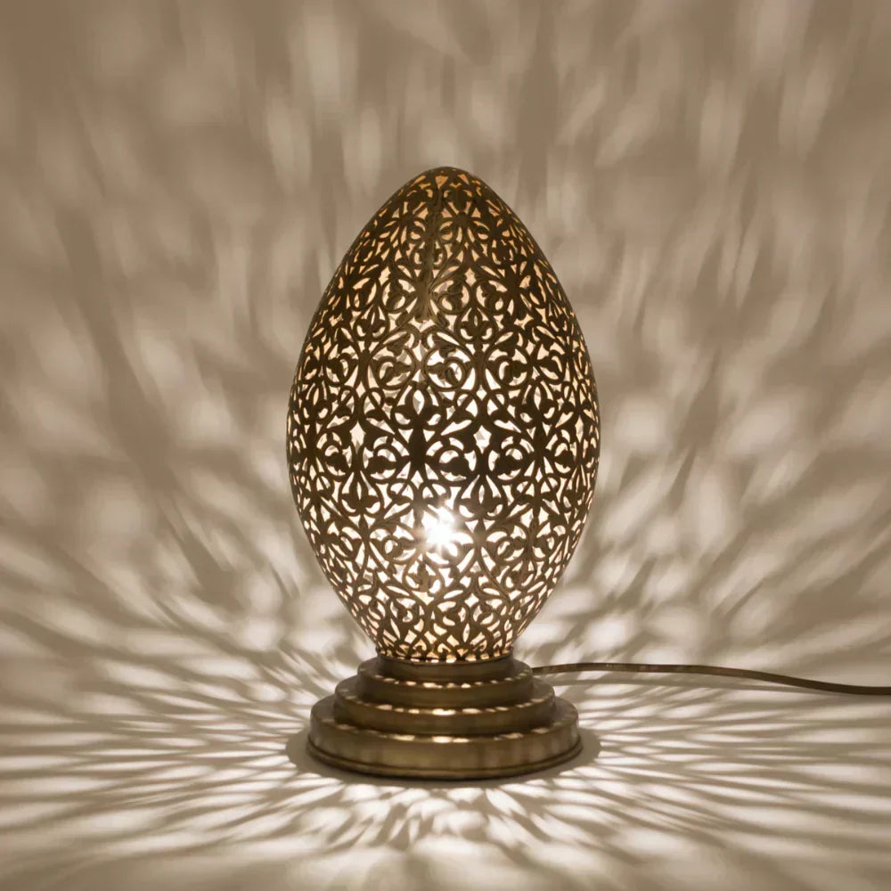 Handmade Moroccan Table Lamp – Copper Lantern with Intricate Design