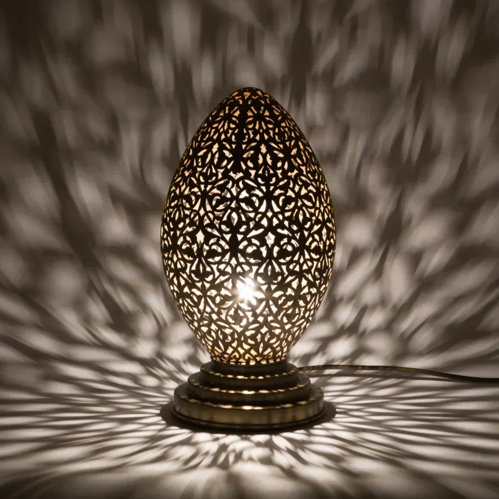 Handmade Moroccan Table Lamp – Copper Lantern with Intricate Design