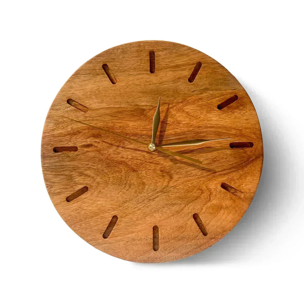 Classic Warmwood Wall Clock with 10.5-inch diameter, wooden frame, and black numerals on a neutral face. Ideal for rustic or traditional decor.