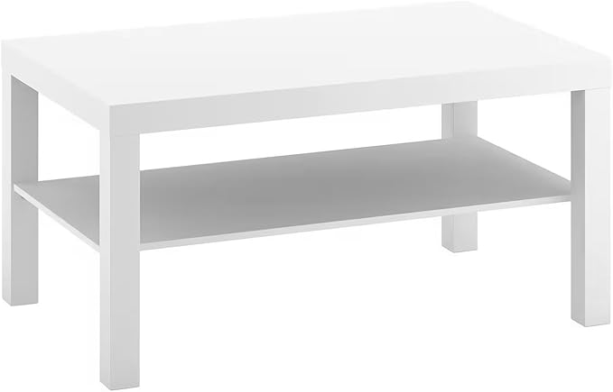 Rectangular White Coffee Table - 90x55 cm