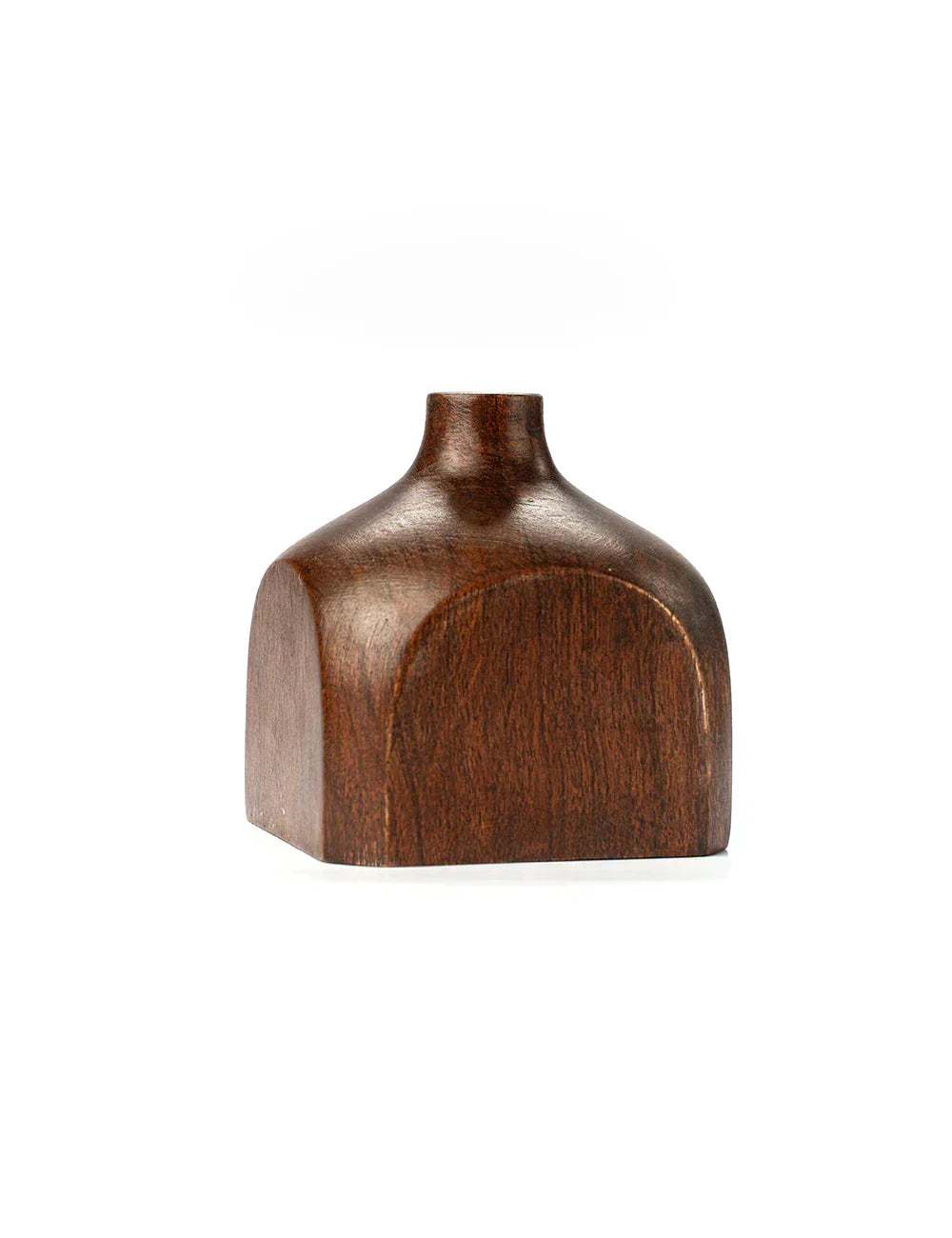 “Dark Truffle Vases – 5-inch handcrafted vases made from rich Kikar wood with dark grain, ideal for dried flowers or rustic shelf decor.”
