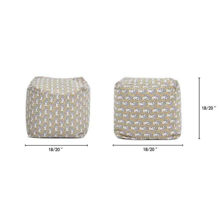 Jennifer Taylor Home Pouf 23" Luxury Oversized Bean Bag Cube Ottoman, Apollo Bust Gold & Cream Embroidery