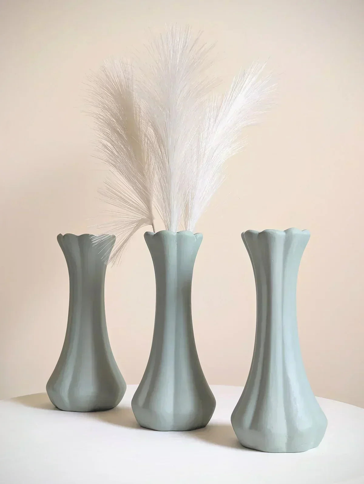Daisy Pastel Mint Ceramic Vase, 10" Whimsical Handmade