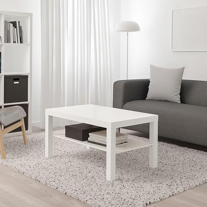 Rectangular White Coffee Table - 90x55 cm