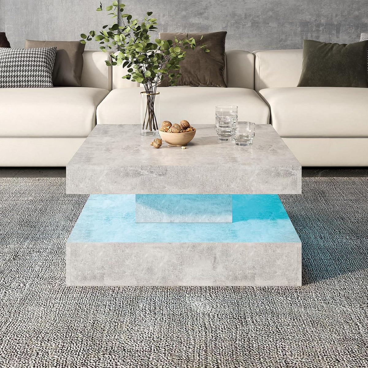 Wrought Studio Gray Coffee Table with Storage & 20-Color RGB LED Light