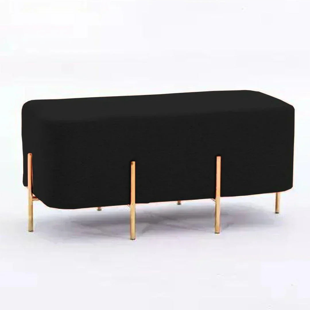 Black bench with gold legs on a white background
