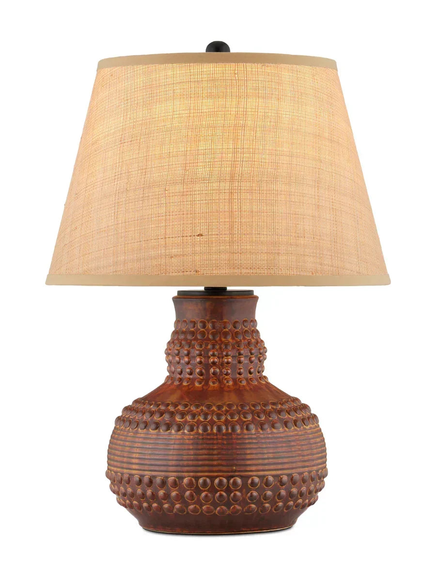 Atamo Table Lamp – Handcrafted Ceramic with Grasscloth Shade