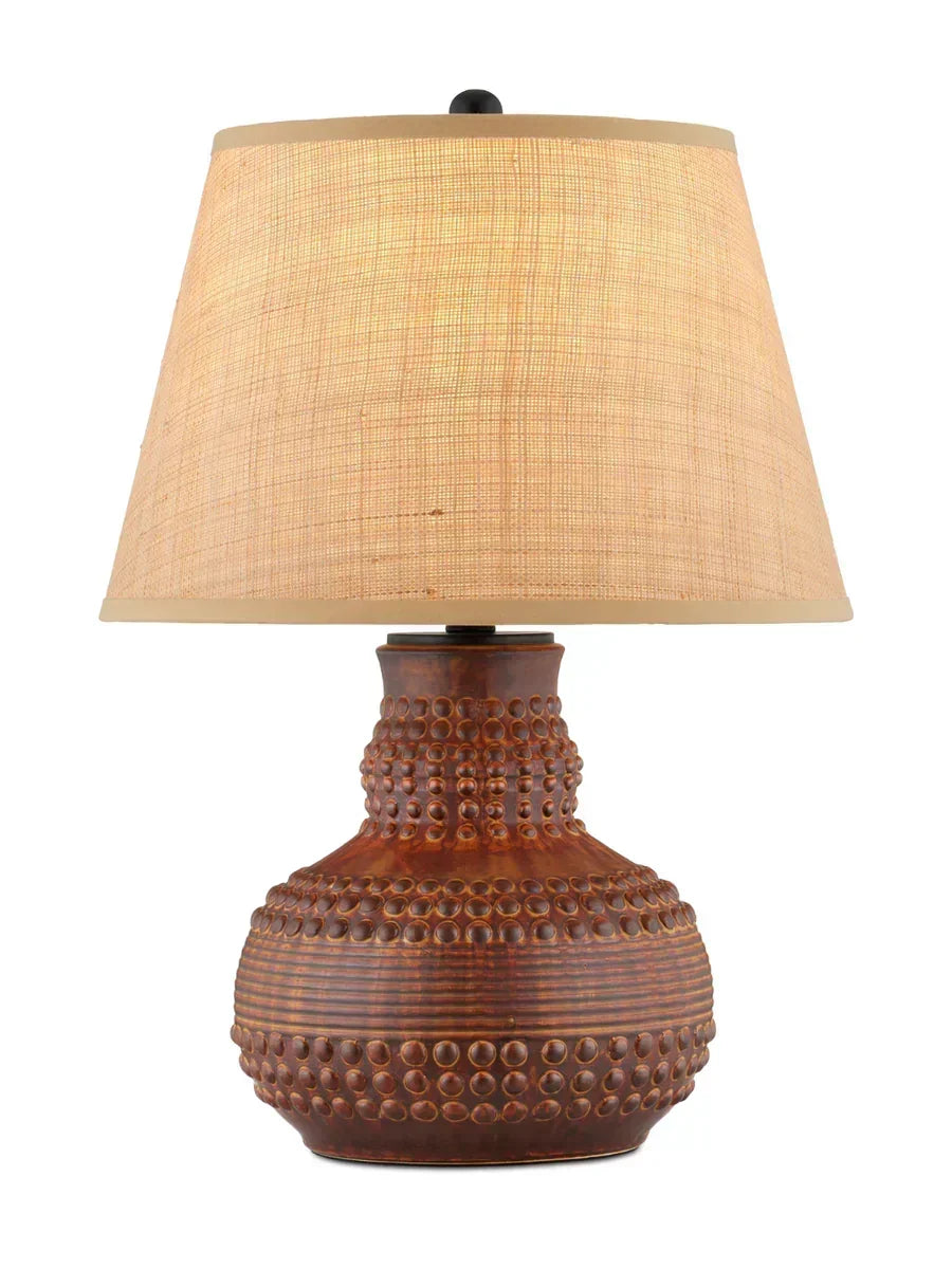 Atamo Table Lamp – Handcrafted Ceramic with Grasscloth Shade
