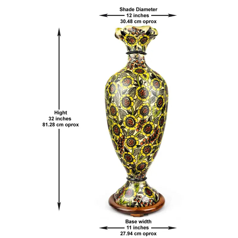 Illimunated Vase Camel Skin Floor Corner Lamp