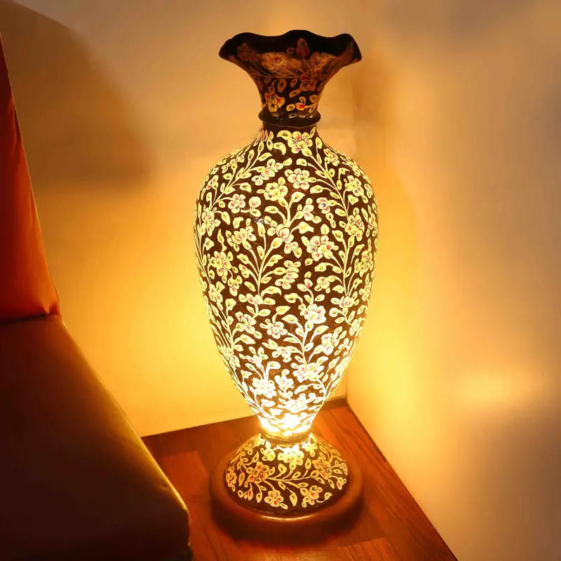 Illimunated Vase Camel Skin Floor Corner Lamp