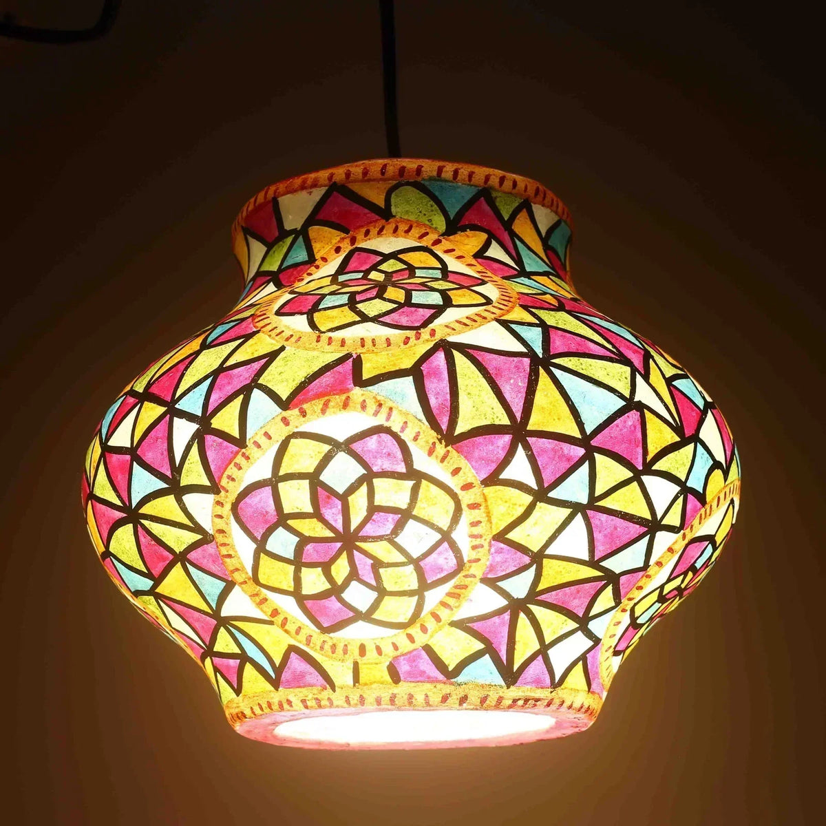 Pendant Ceiling Lamp Aesthically Handpainted on Camel Skin