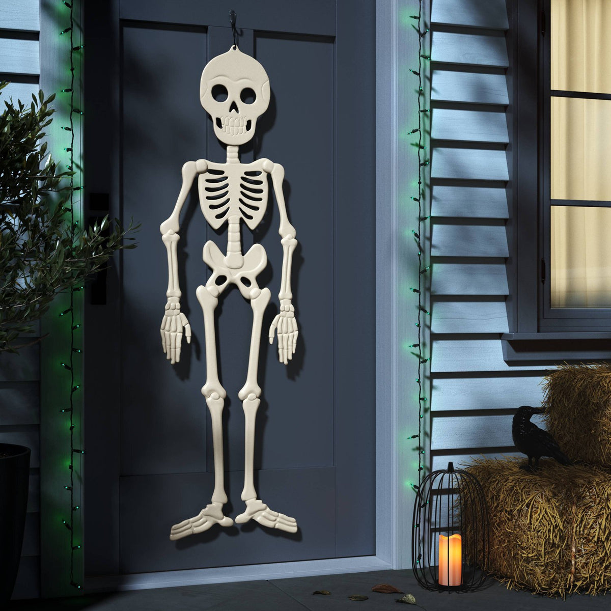 59 Inch 3D Traditional Bone Skeleton Halloween Prop, Off-White - Halloween decor
