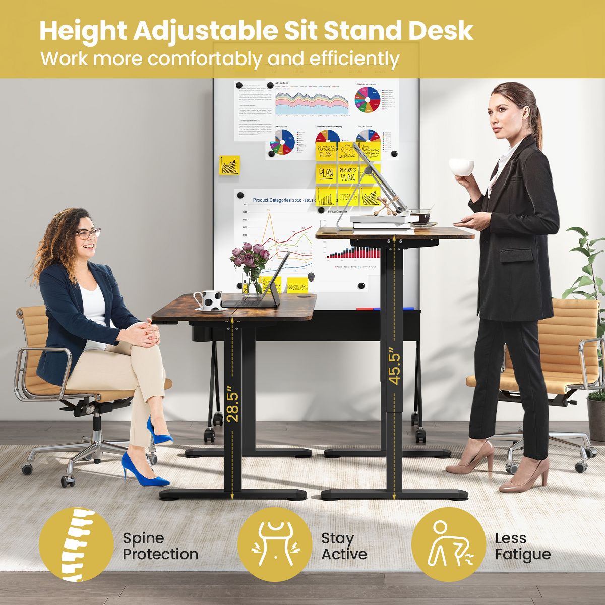Costway Electric Standing Desk Rustic Brown