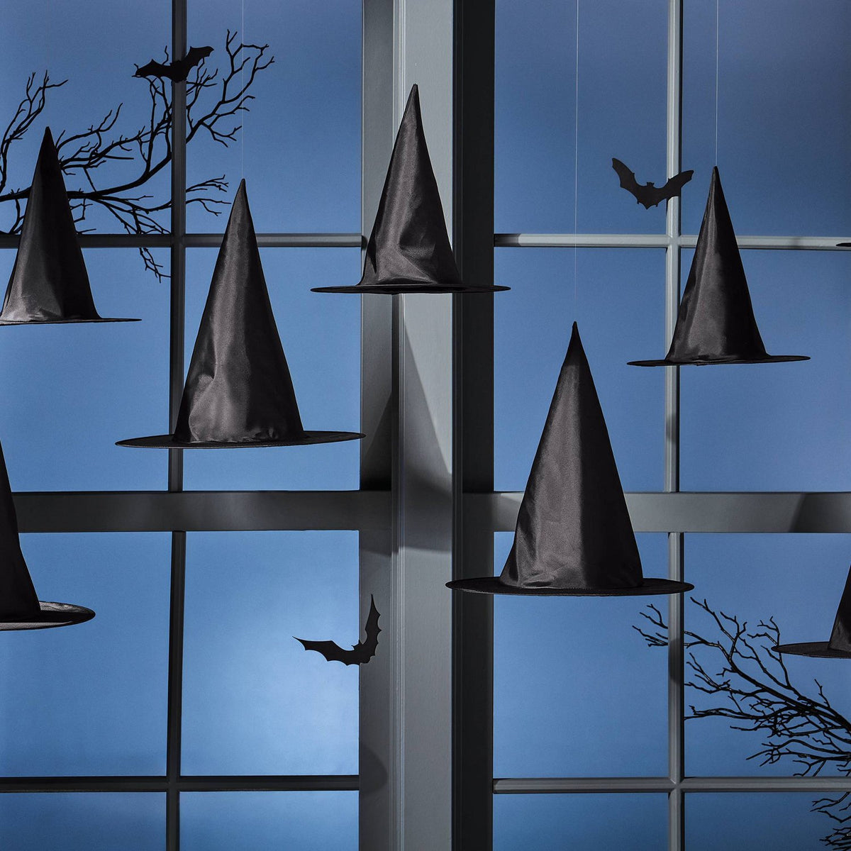 8 Piece Black Witch Hats Halloween Decor Kit - image 2