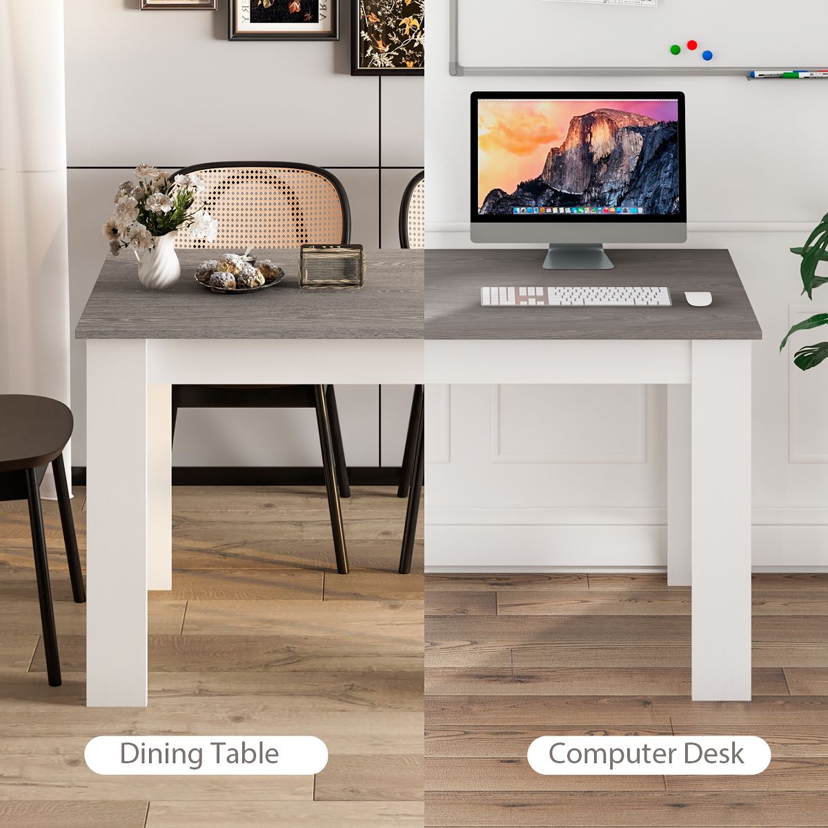 Costway Dining Table 47 Inch Dark Gray