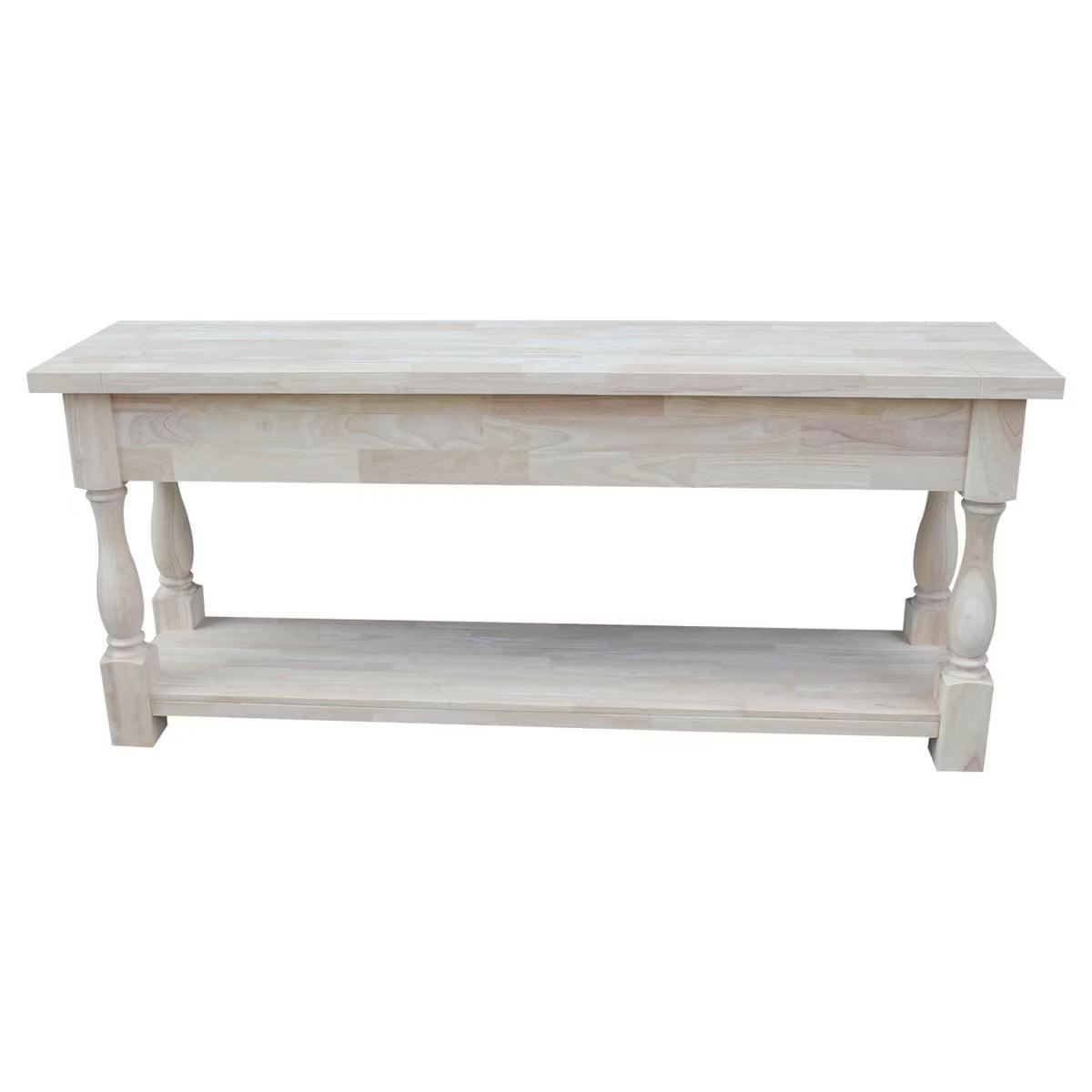 Tuscan Console Table - Unfinished - International Concepts: Solid Wood, Traditional Style, Parawood, 1 of 10"