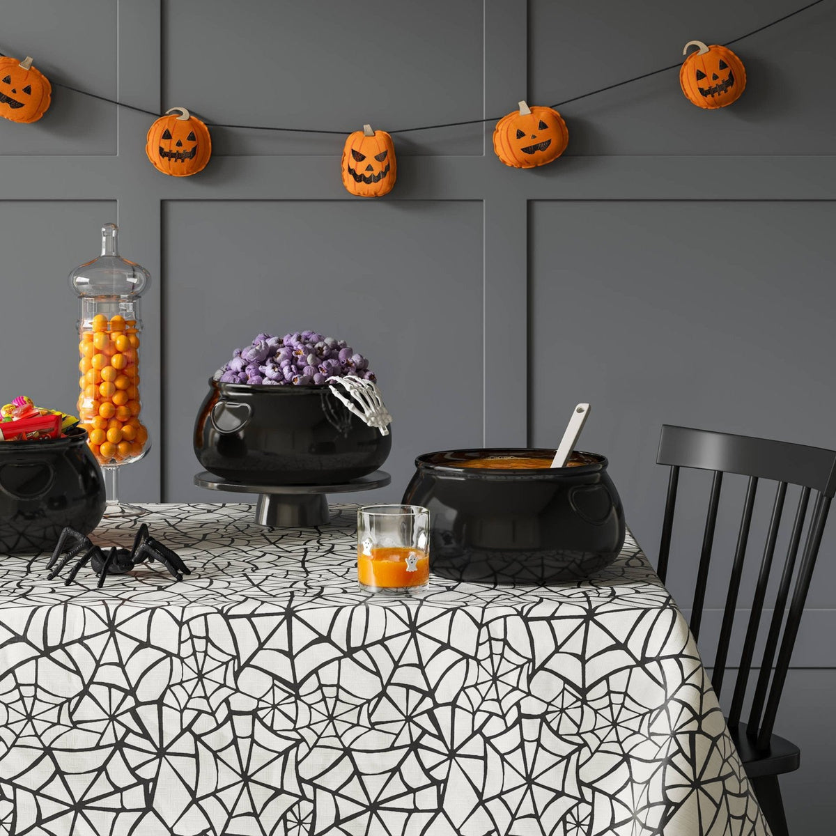 4 Quart Large Plastic Halloween Cauldron Serving Bowl, Black - image 2