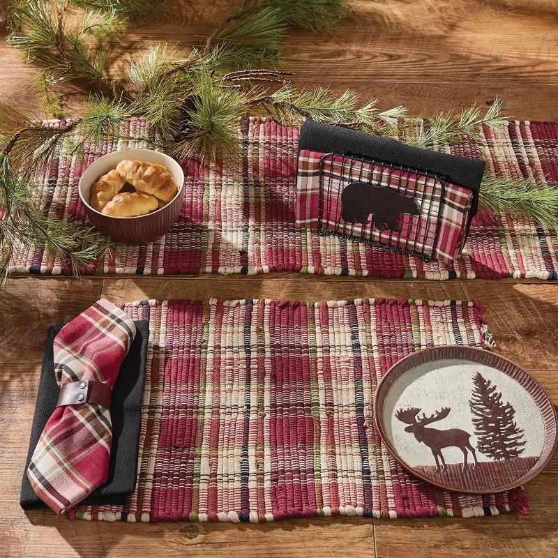 Park Designs Culpepper Chindi Red Striped Table Runner 13" x 36"