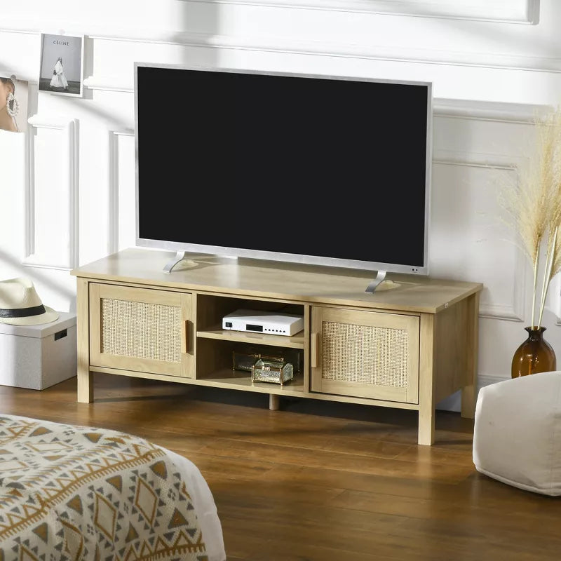 Natural Boho Entertainment Stand ā Rattan TV Console