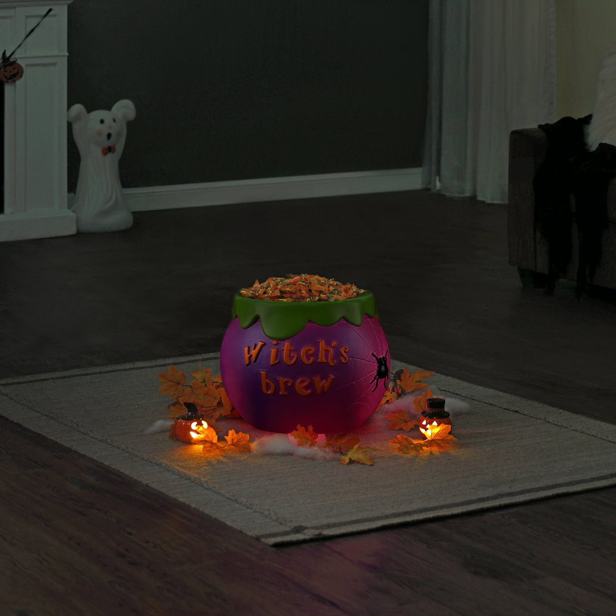 14 in. Cauldron Lit Blow Mold Candy Bowl - image 2