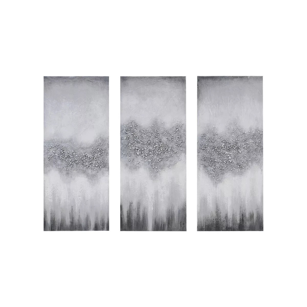 Three vertical panels with a gradient design on a white background