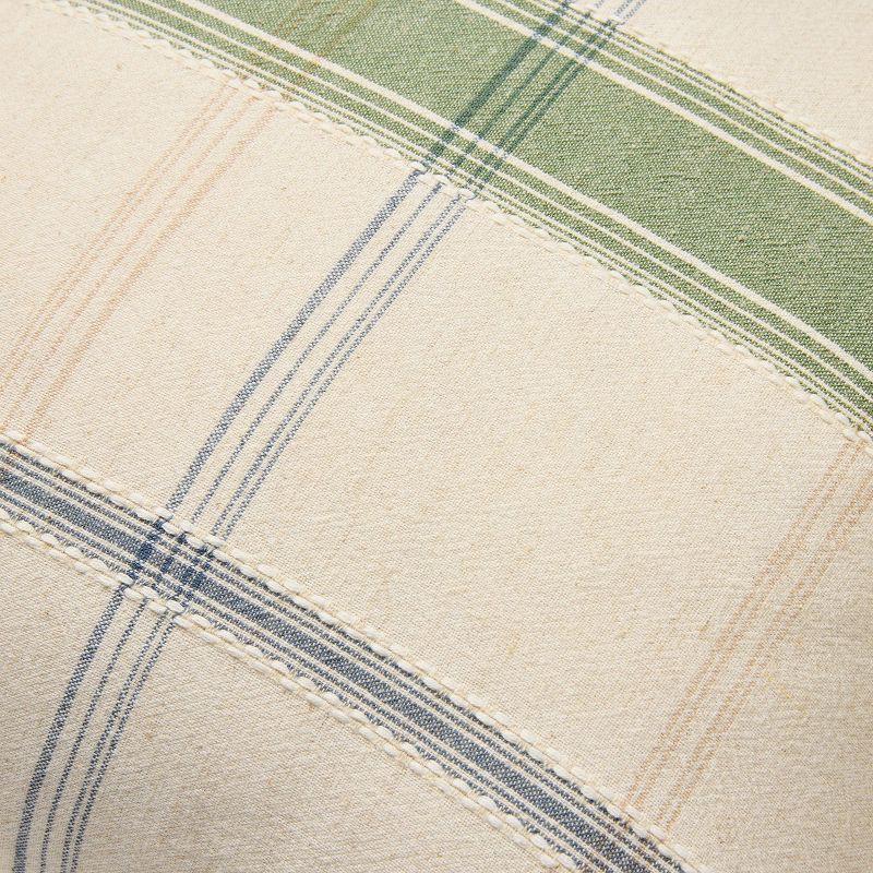 18"x18" Throw Pillow Sour Cream and Green Plaid