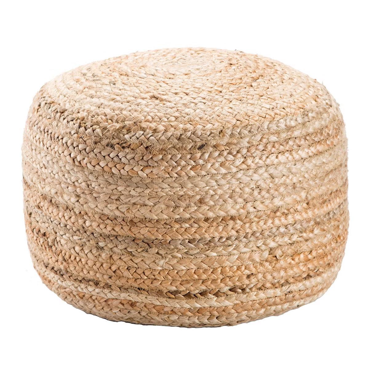 Round Jute Knitted Pouf Ottoman Taupe/Tan - Jaipur Living: Handcrafted, Unupholstered, Spot Clean, No Assembly Required, 1 of 11