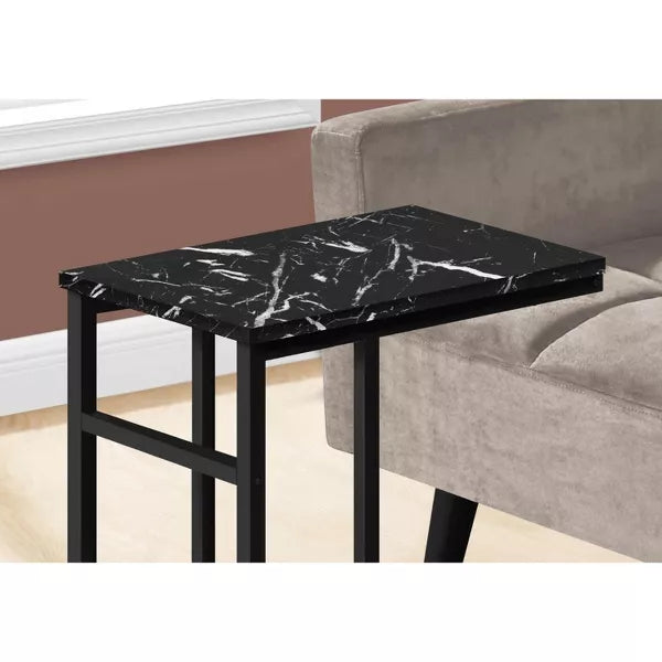 Contemporary C-Shaped Side Table – Black Metal