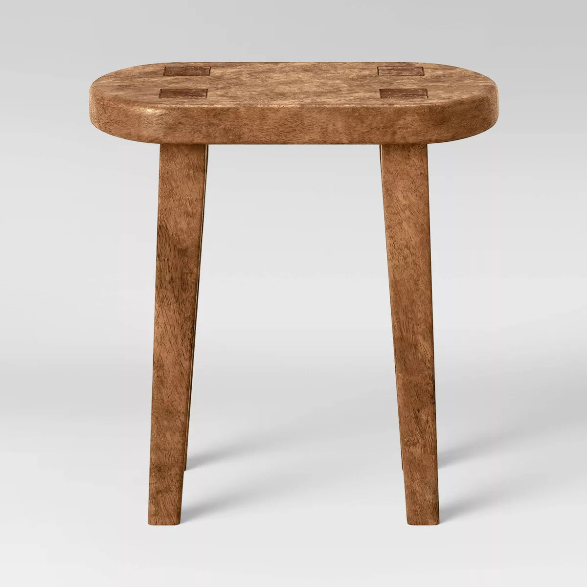 Small Carved Wood End Table (Brown) - Short Accent Side Table for Living Room