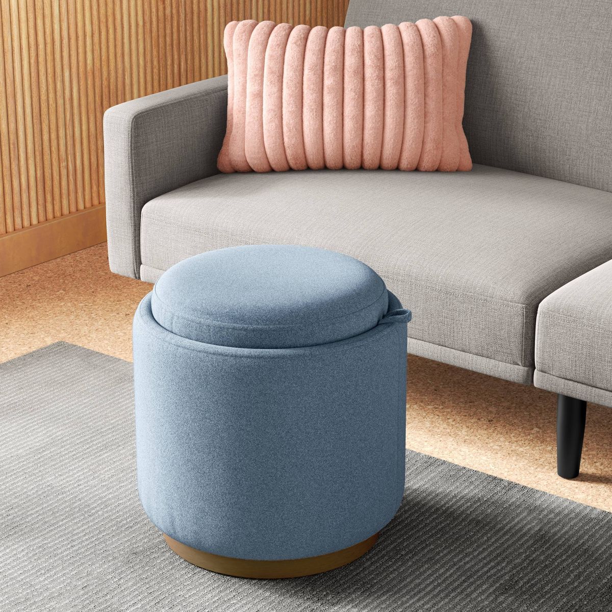 Round Upholstered Storage Ottoman - Room Essentials™