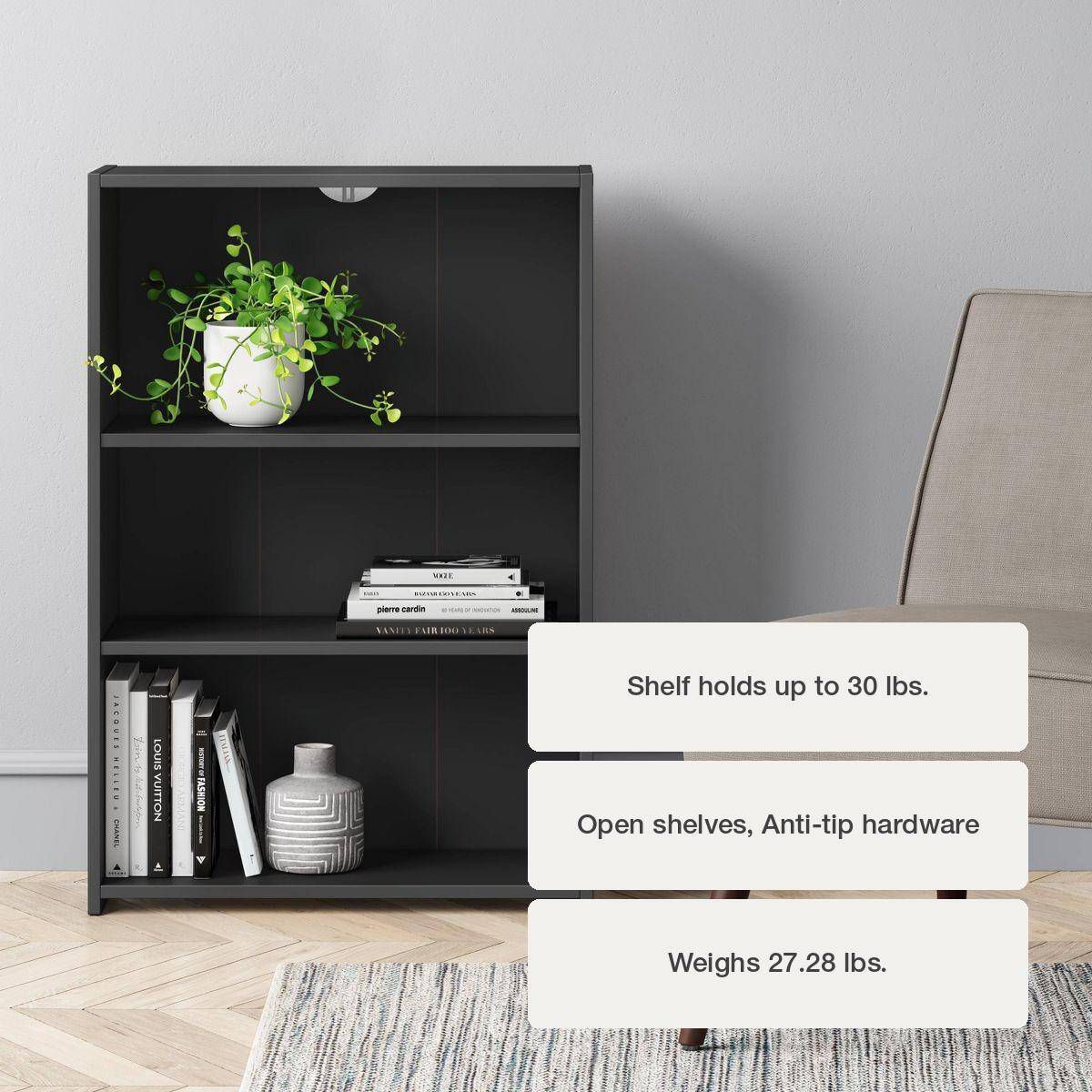 3 Shelf Dorm Bookcase Black - Room Essentials