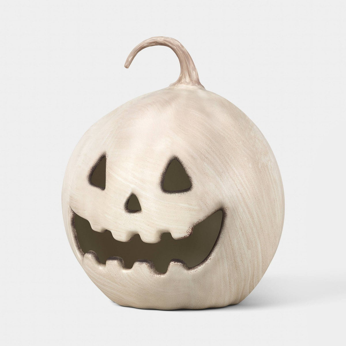 15.3 Inch Lit Jack-O'-Lantern Pumpkin with Timer, Off-White - image 3