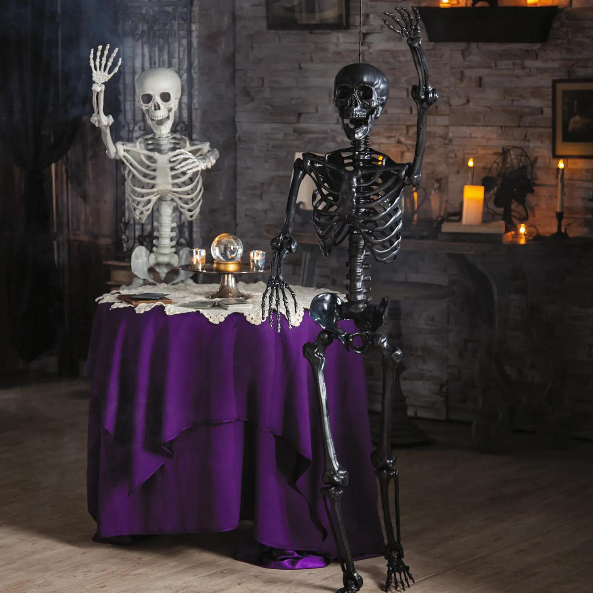 5 Ft. Life-Size Posable Black Skeleton Halloween Decoration - image 2
