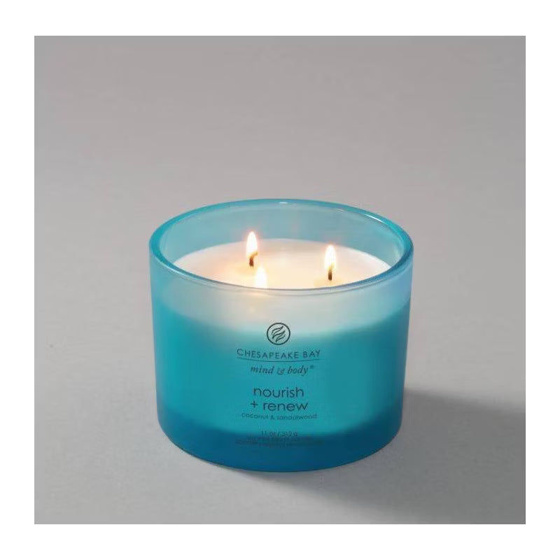 Nourish and Renew Mind and Body Frosted Glass Lidded Jar Candle