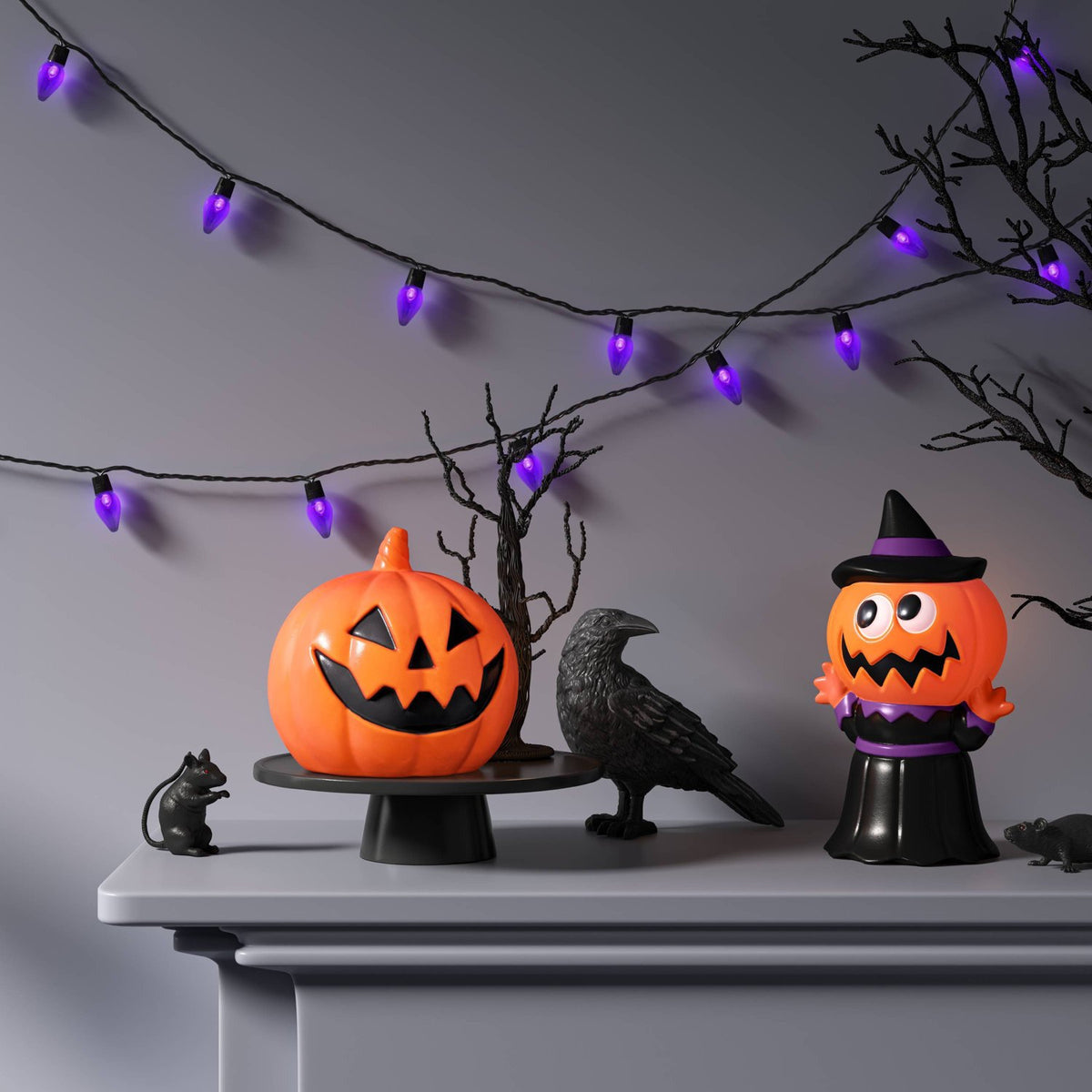 8 Inch Lit Pumpkin Blow Mold Halloween Prop, Orange - image 2
