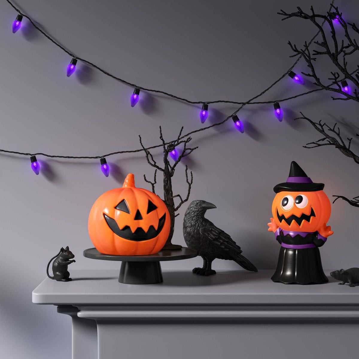 8 Inch Lit Pumpkin Blow Mold Halloween Prop, Orange - image 2