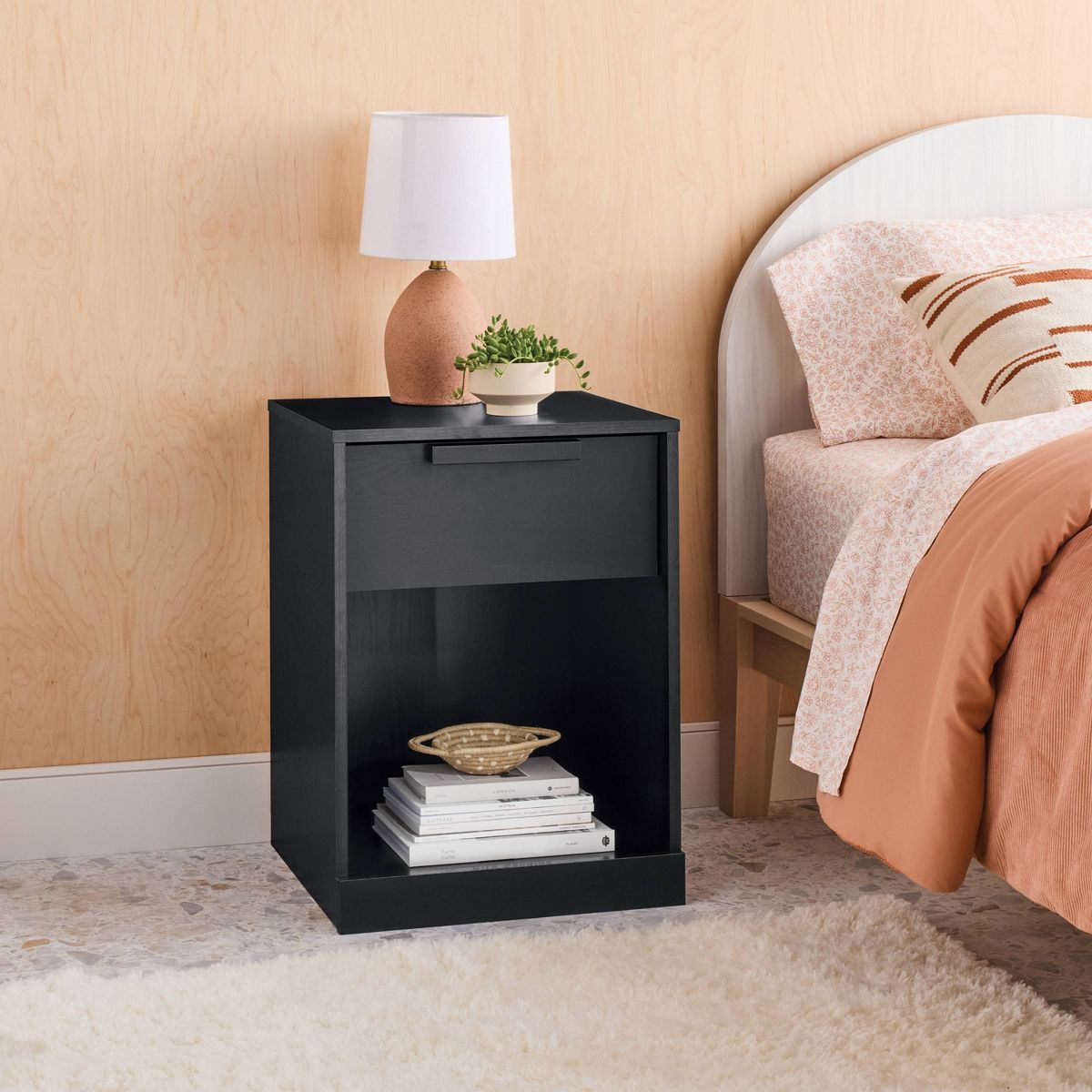 Modern Nightstand with Drawer Black - Room Essentials