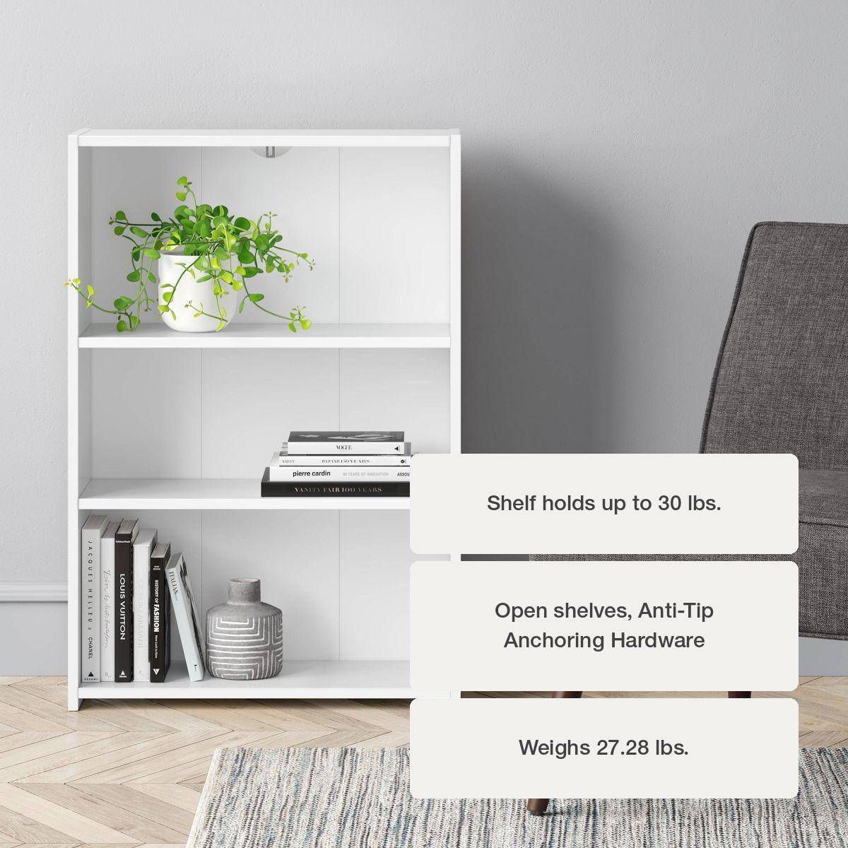 3 Shelf Dorm Bookcase White - Room Essentials