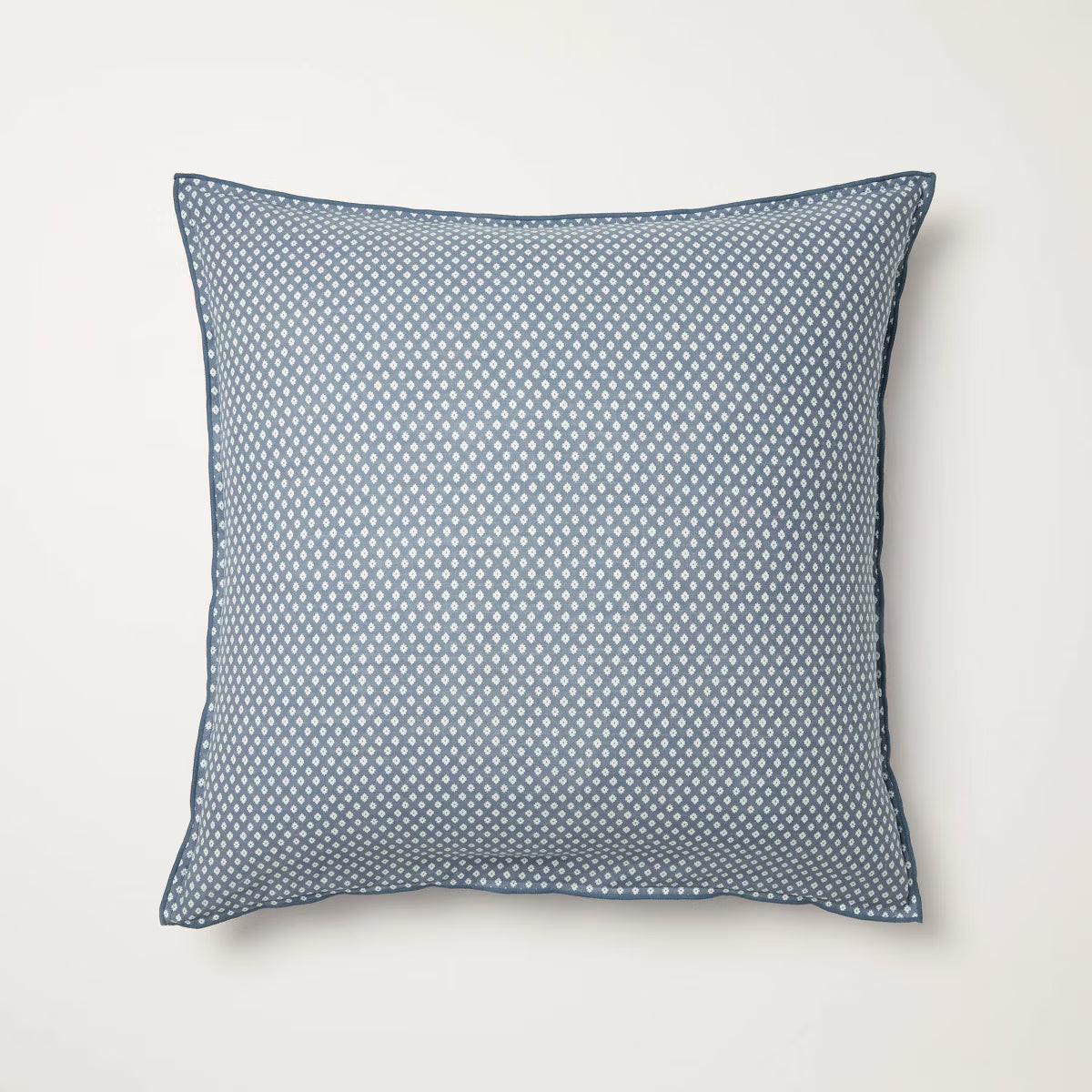 Blue Block Pattern Euro Square Throw Pillow