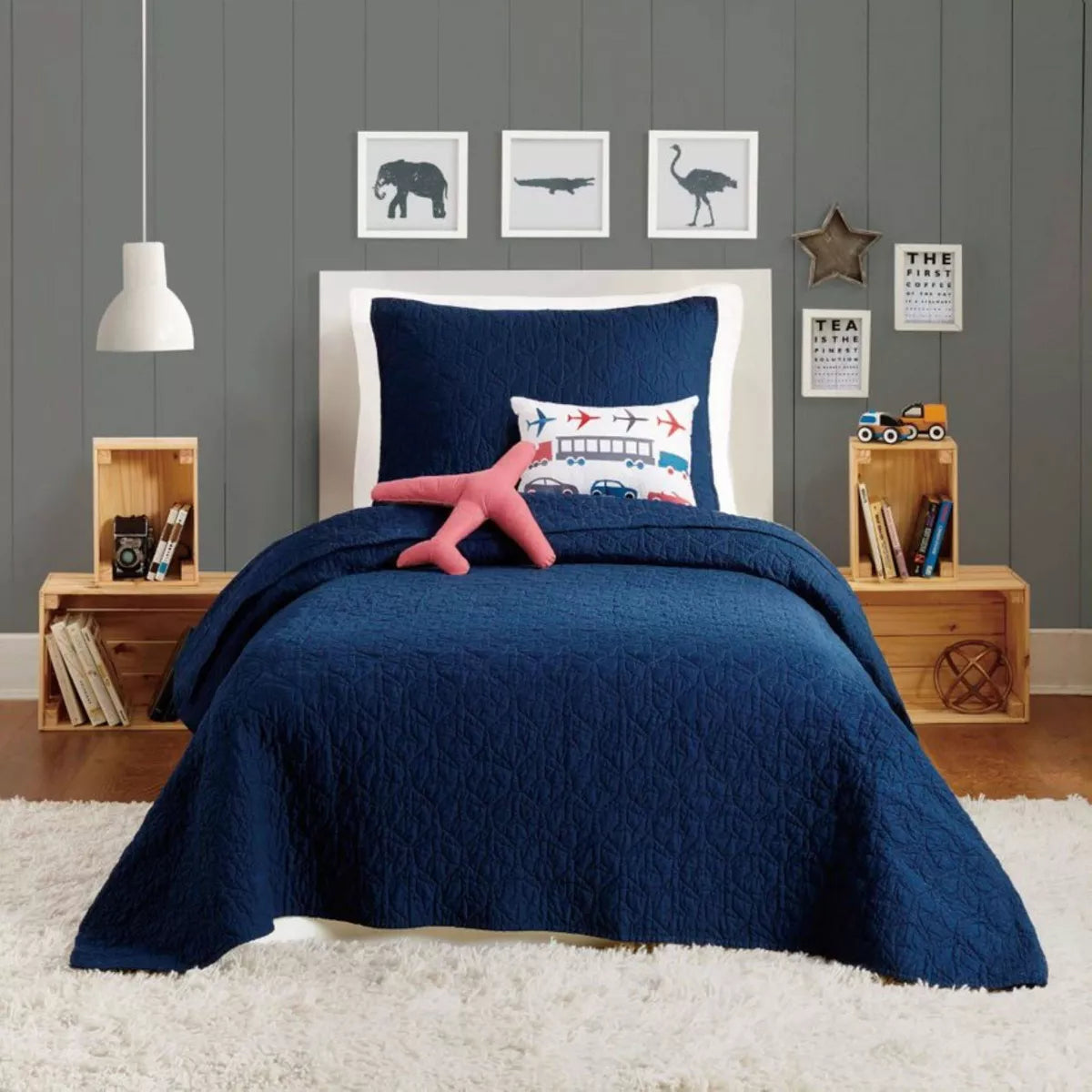Airplane Quilt Set Blue