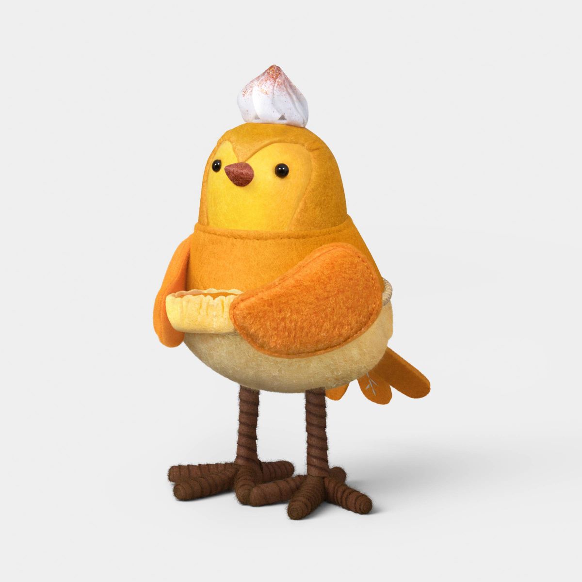 Featherly Friends™ 'Whip' Halloween Harvest Pumpkin Pie Fabric Bird Decor
