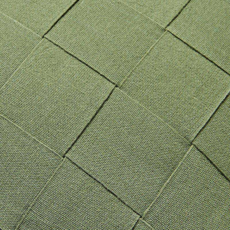 Green Basket Weave Square Throw Pillow