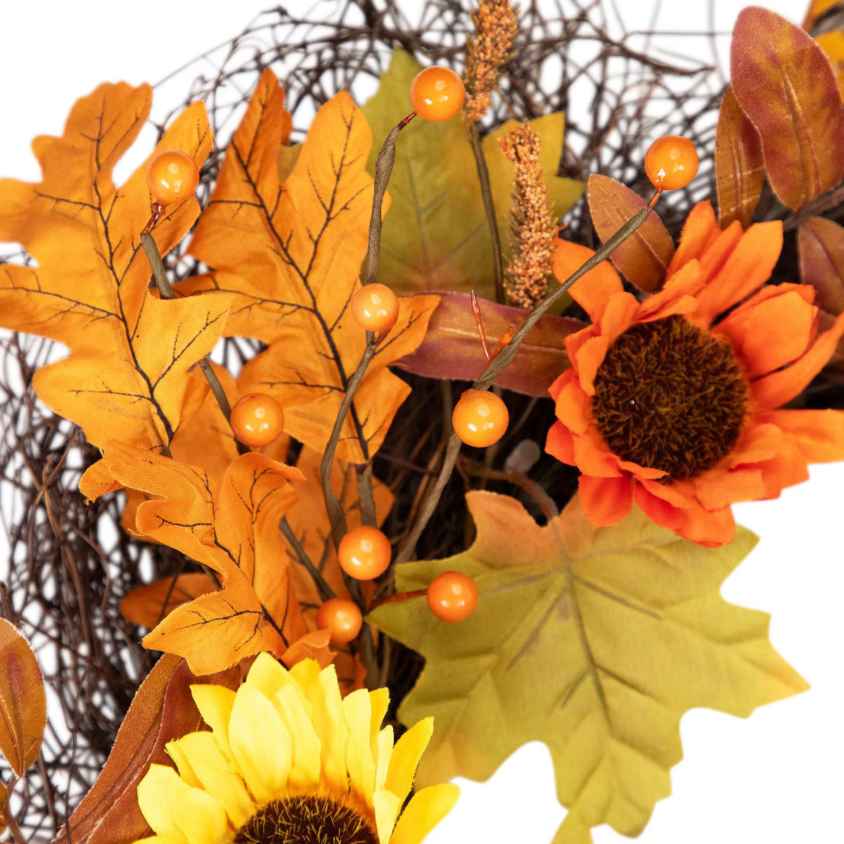 Small Artificial Fall Harvest Twig Wreath - 20"
