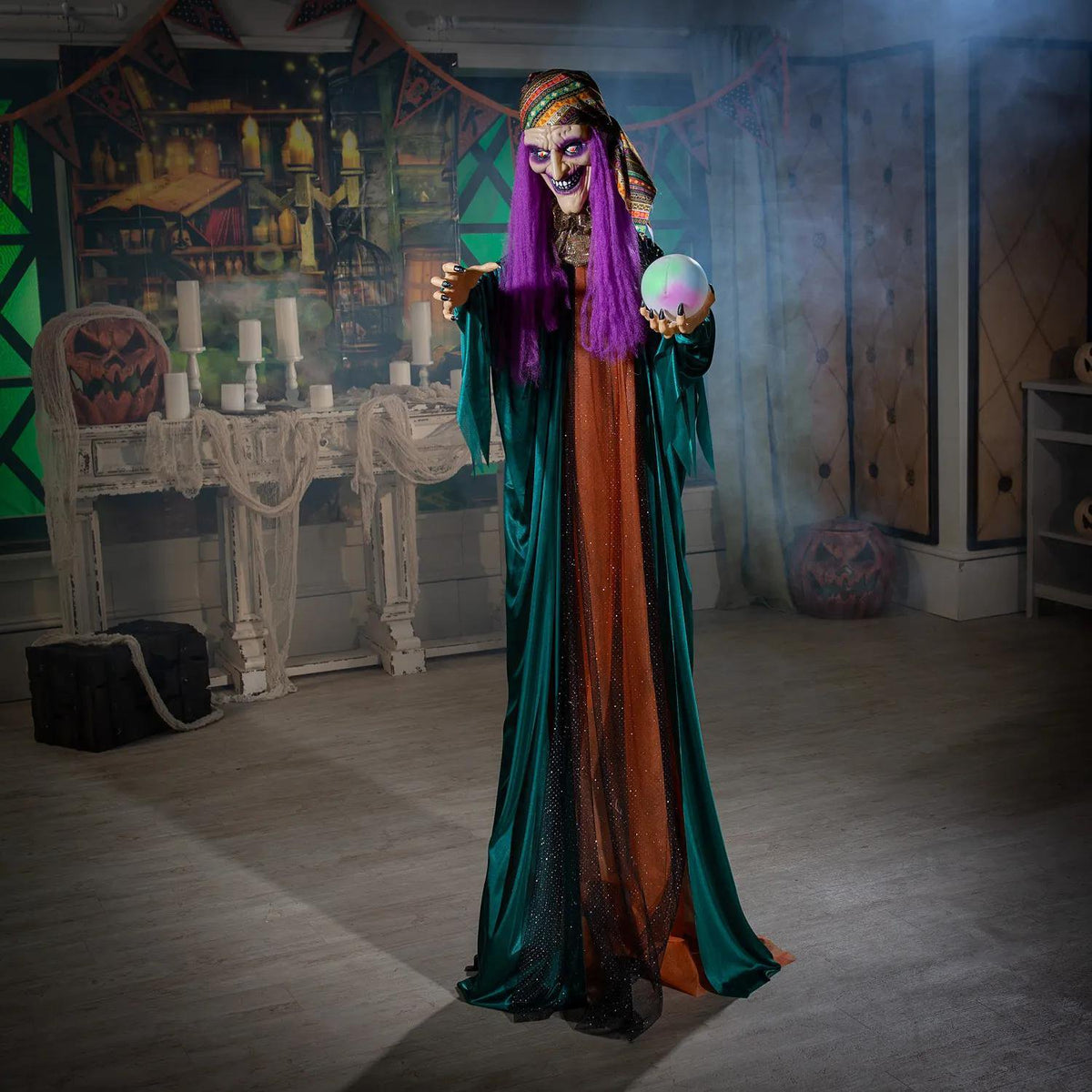Life-Size Animated Fortune Teller Witch Standing Halloween Decoration - 6 ft - image 1