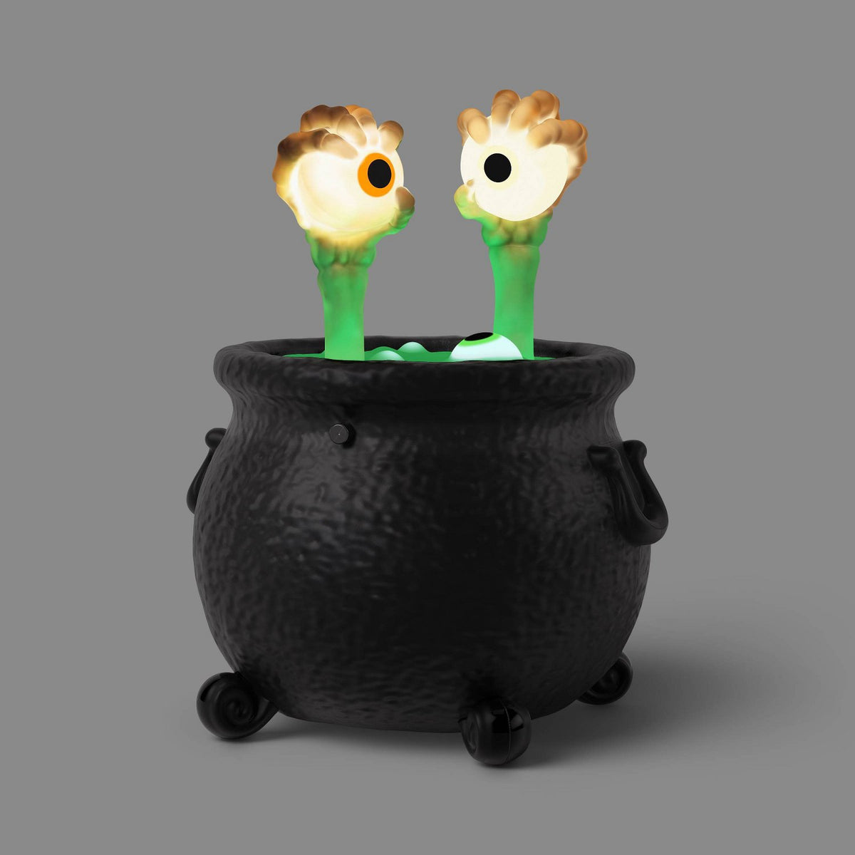 7.3 Inch Peeking Cauldron with Animated Skeleton Hands - Halloween decor