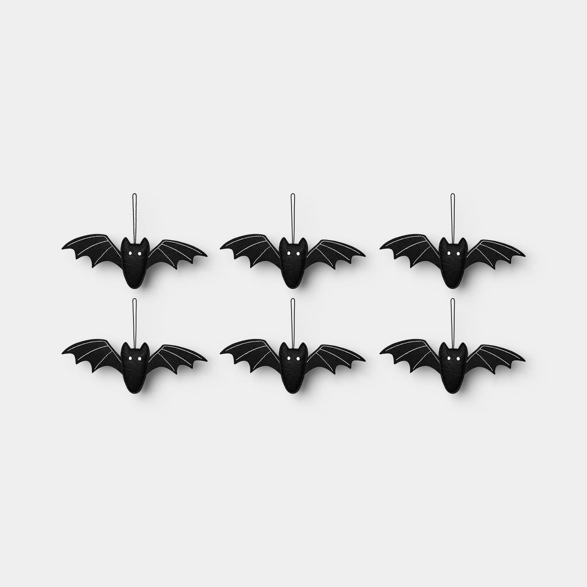 6 Piece Bats Decorative Accent Set, Black - Halloween decor