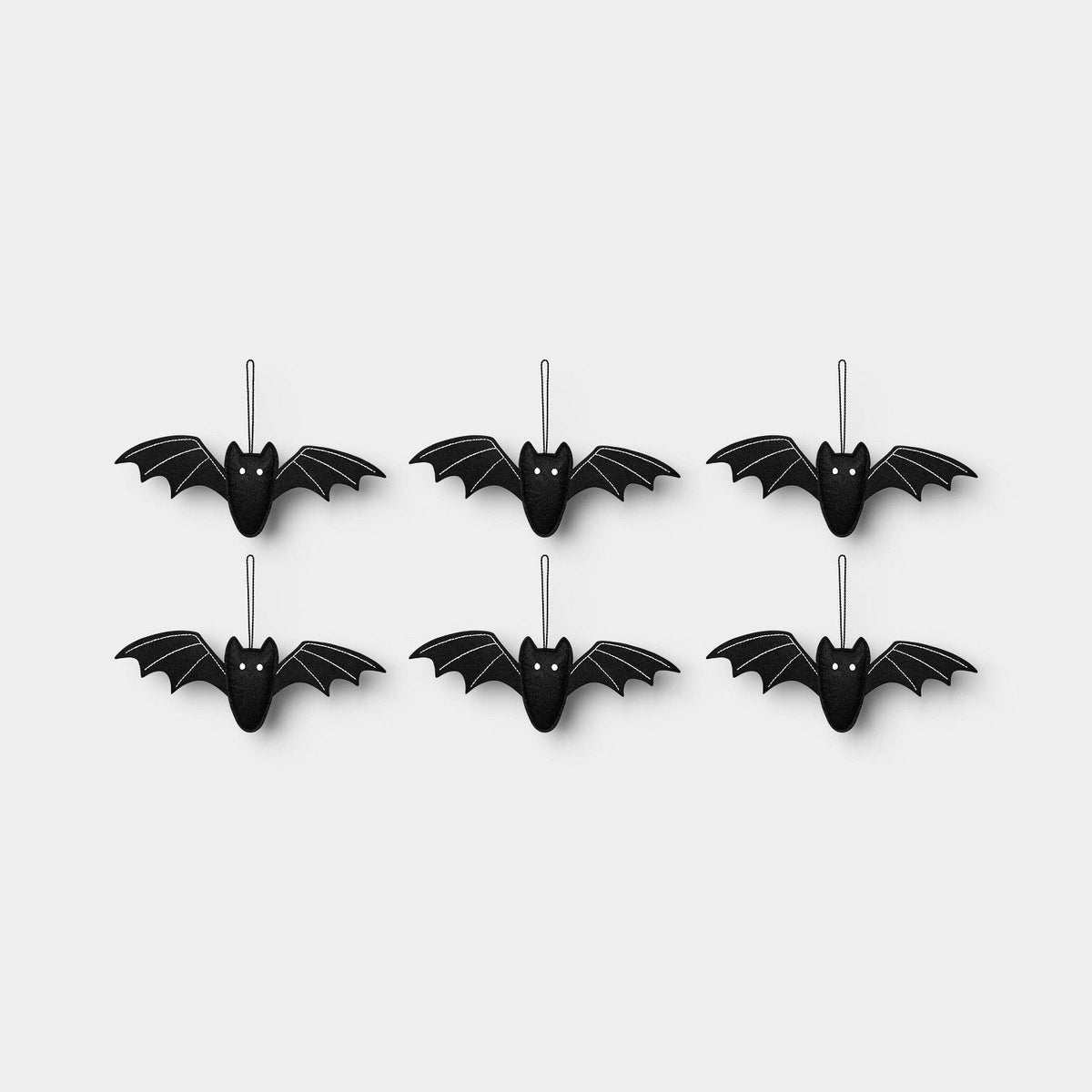 6 Piece Bats Decorative Accent Set, Black - Halloween decor