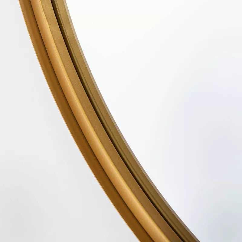 34" Round Decorative Wall Mirror Brass