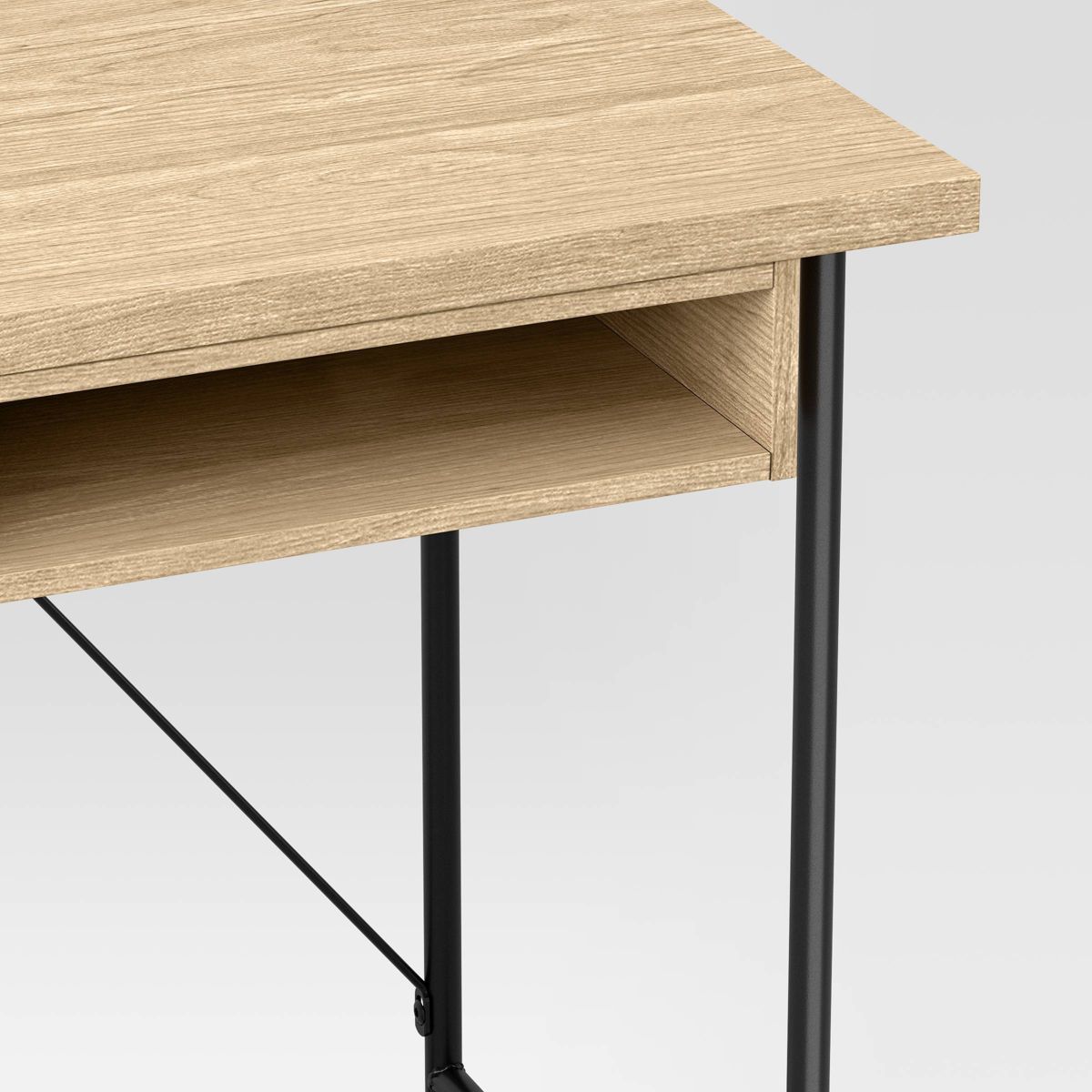 Wood and Metal Writing Desk with Storage Natural - Room Essentials